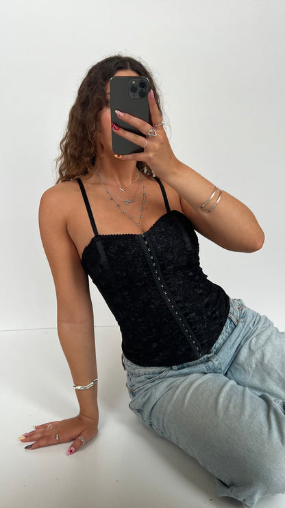 00s black lace corset cami- size S