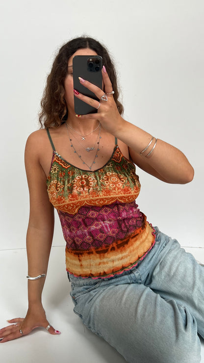 00s boho pink mesh cami- size M