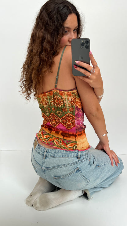 00s boho pink mesh cami- size M