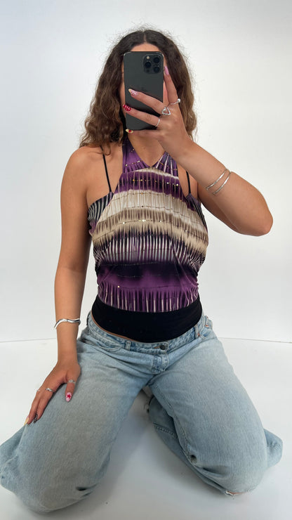 00s purple halter top- size L