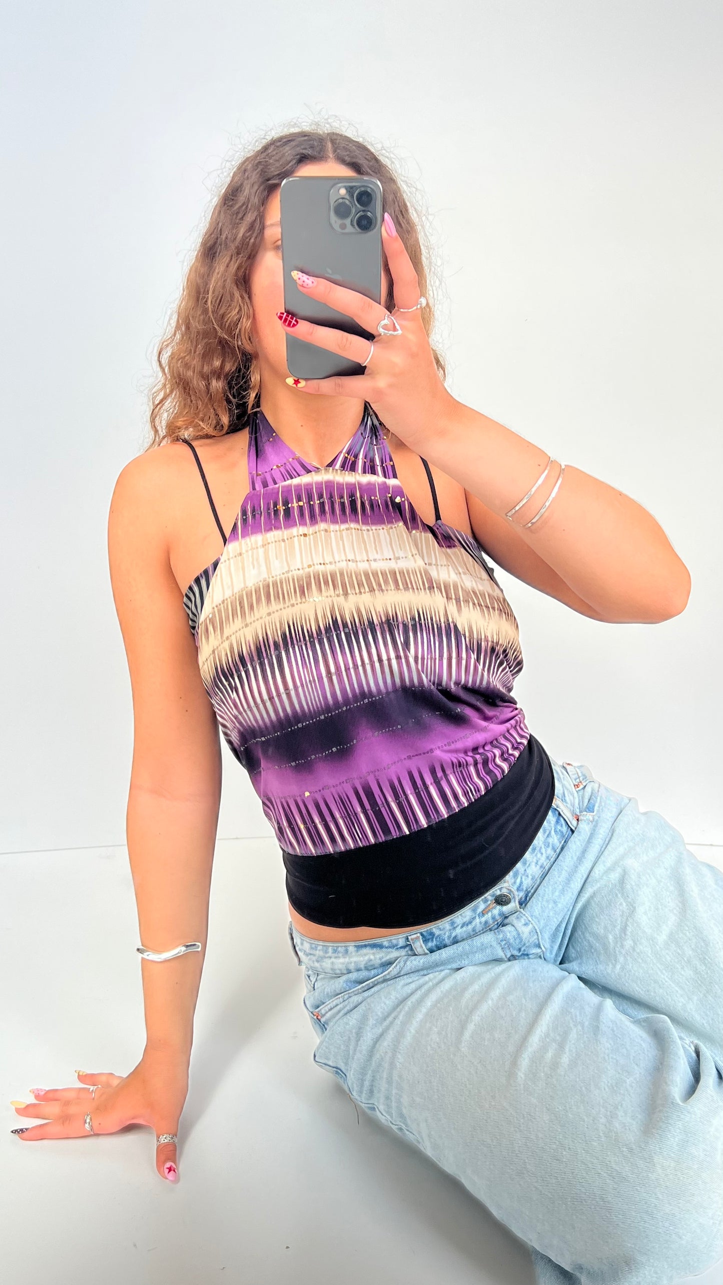 00s purple halter top- size L