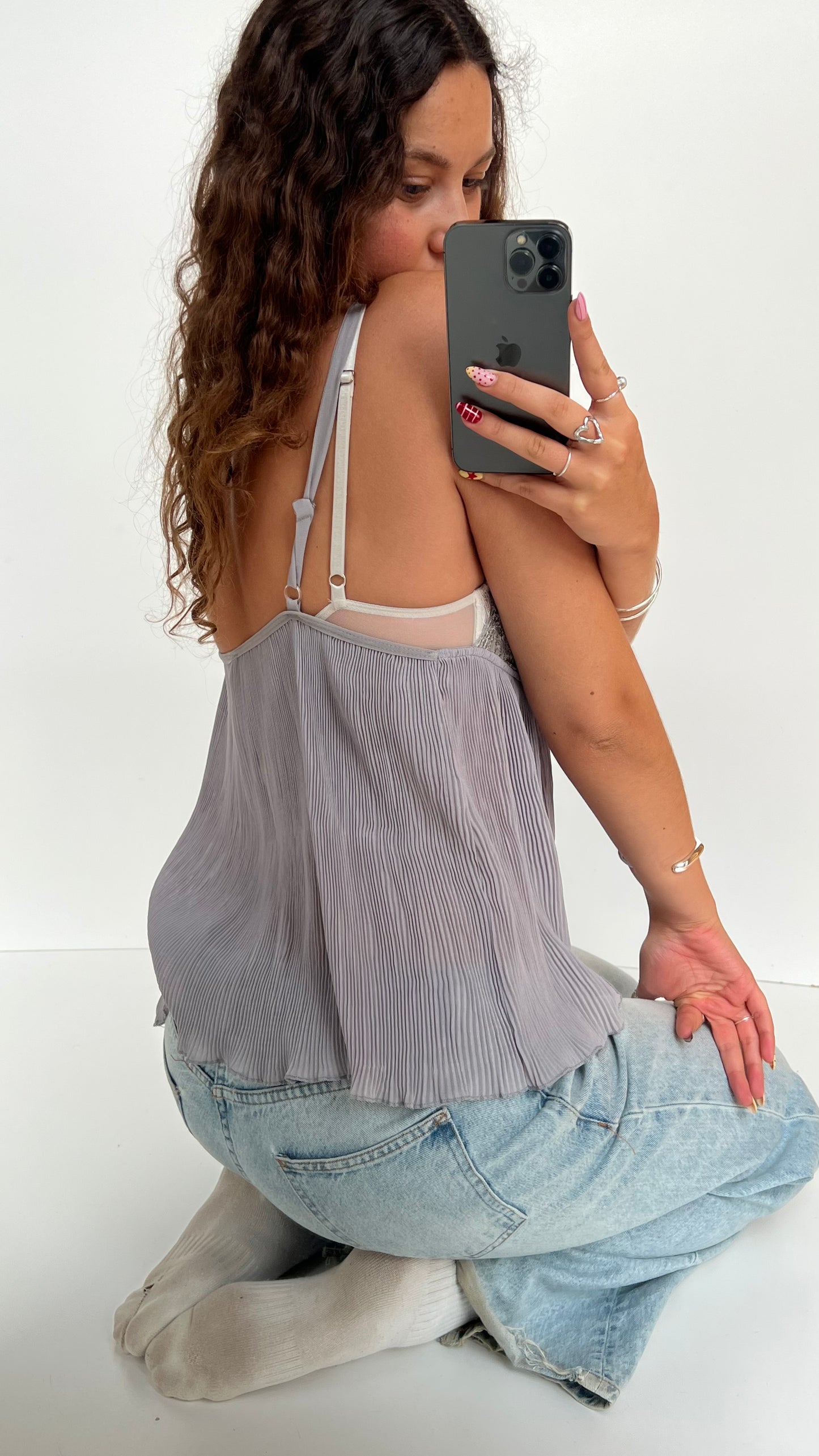 00s grey lace cami- size M/L