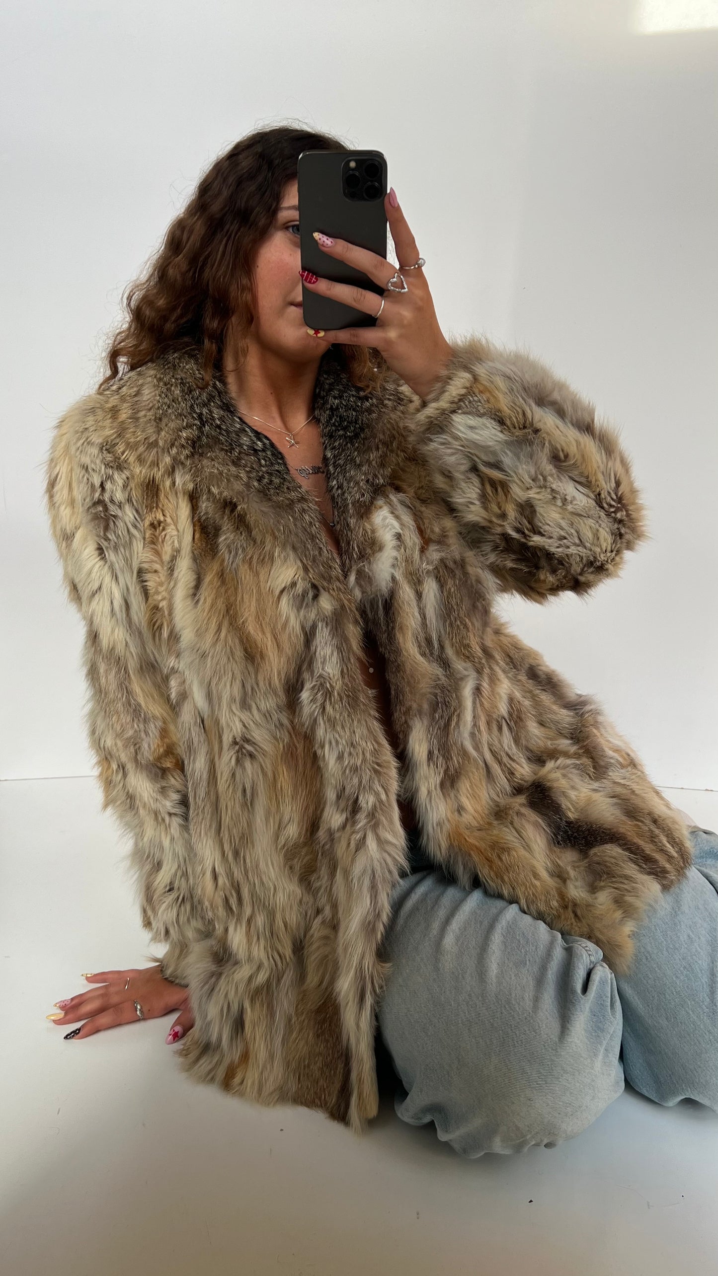 00s oversized fur coat- size L