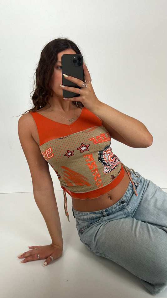 00s khaki orange tank top- size S