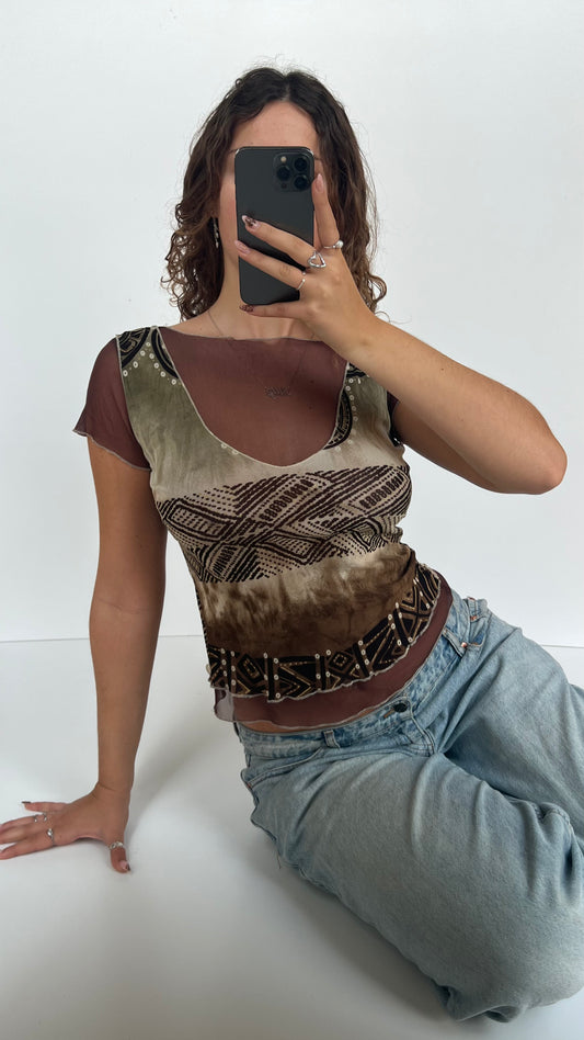 00s brown mesh top- size S/M