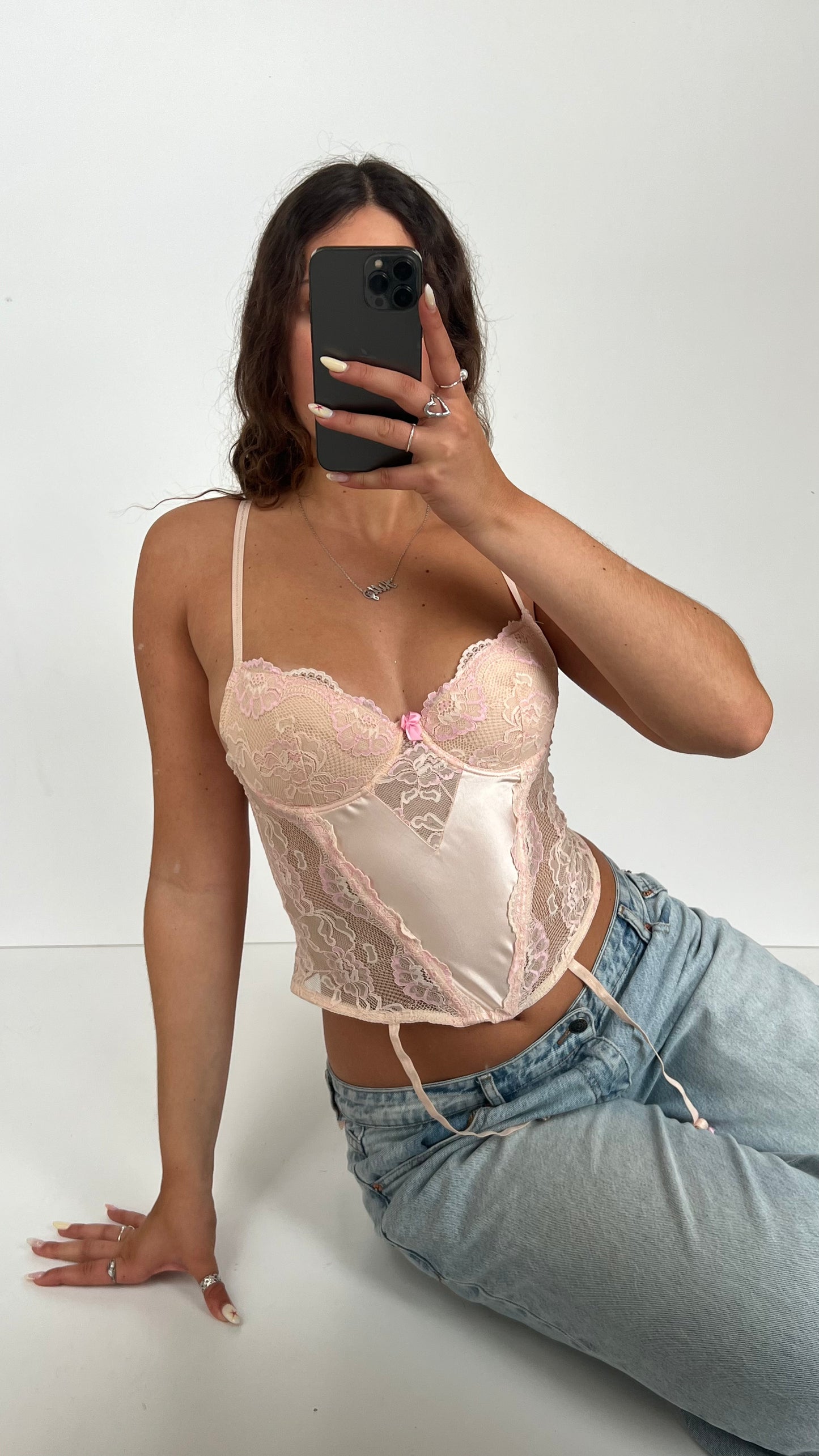 00s pink satin corset- size  S