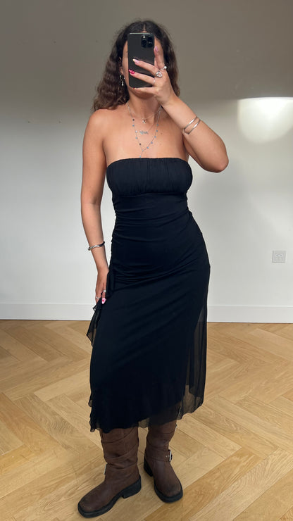00s black mesh maxi dress- size S