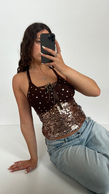00s brown sequin cami- size L