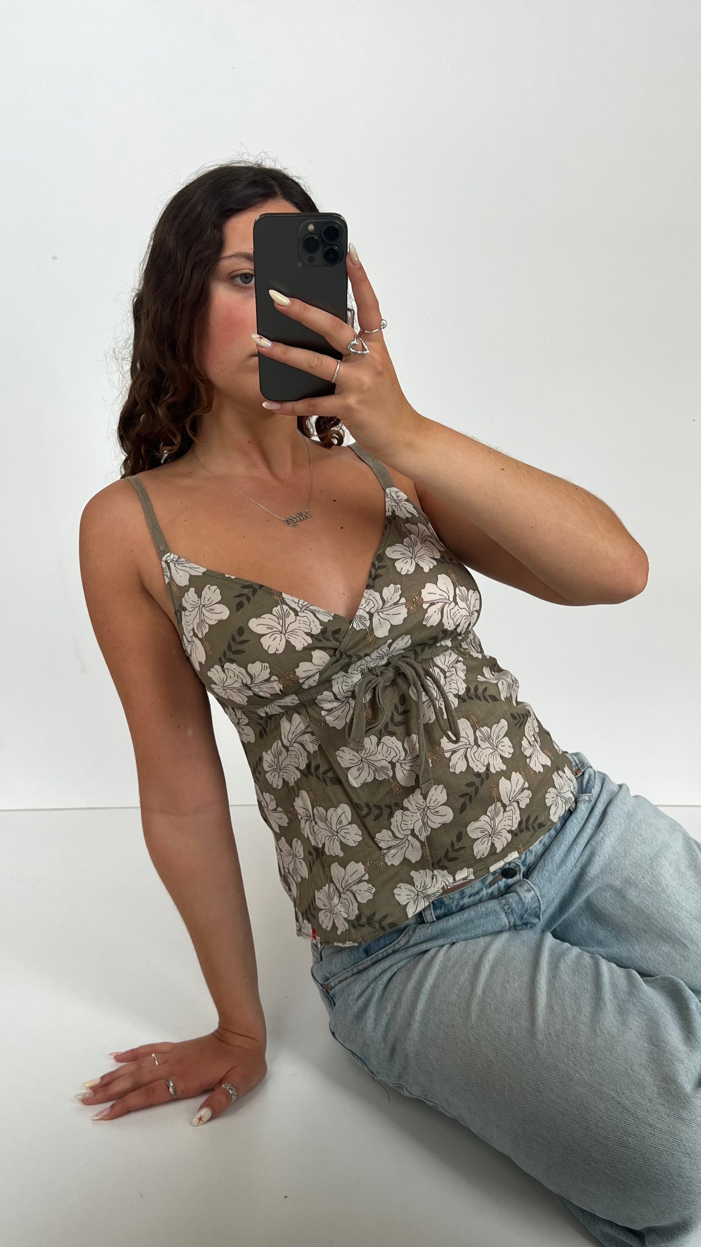 00s green floral cami- size S