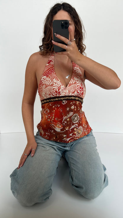 00s orange paisley cami- size S