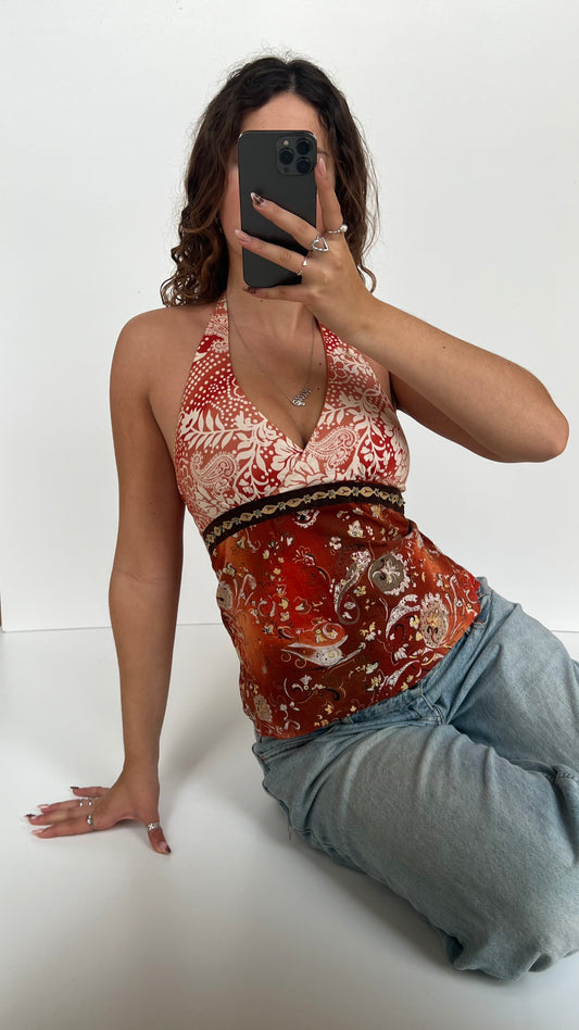 00s orange paisley cami- size S