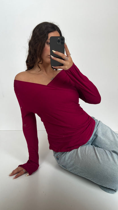 00s pink wrap long sleeve top- size M/L