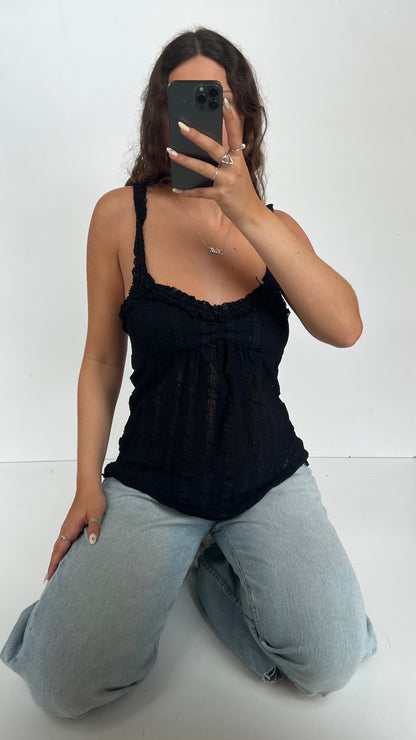 00s black lace babydoll cami- size M