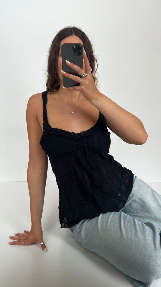 00s black lace babydoll cami- size M
