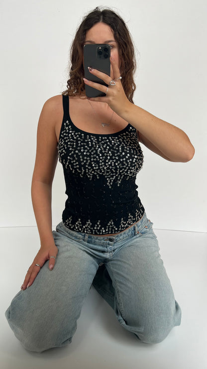 00s black sequin tank- size S