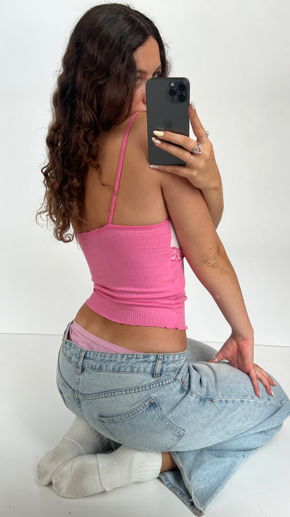 00s pink lace cami- size S