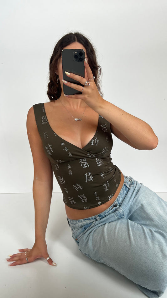 00s khaki tank top- size S