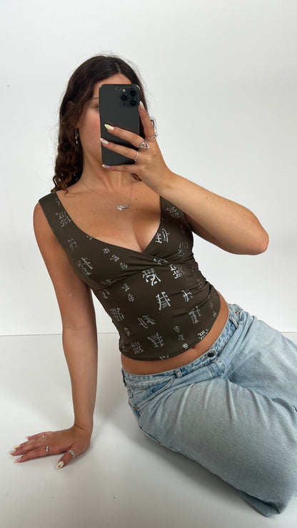 00s khaki tank top- size S