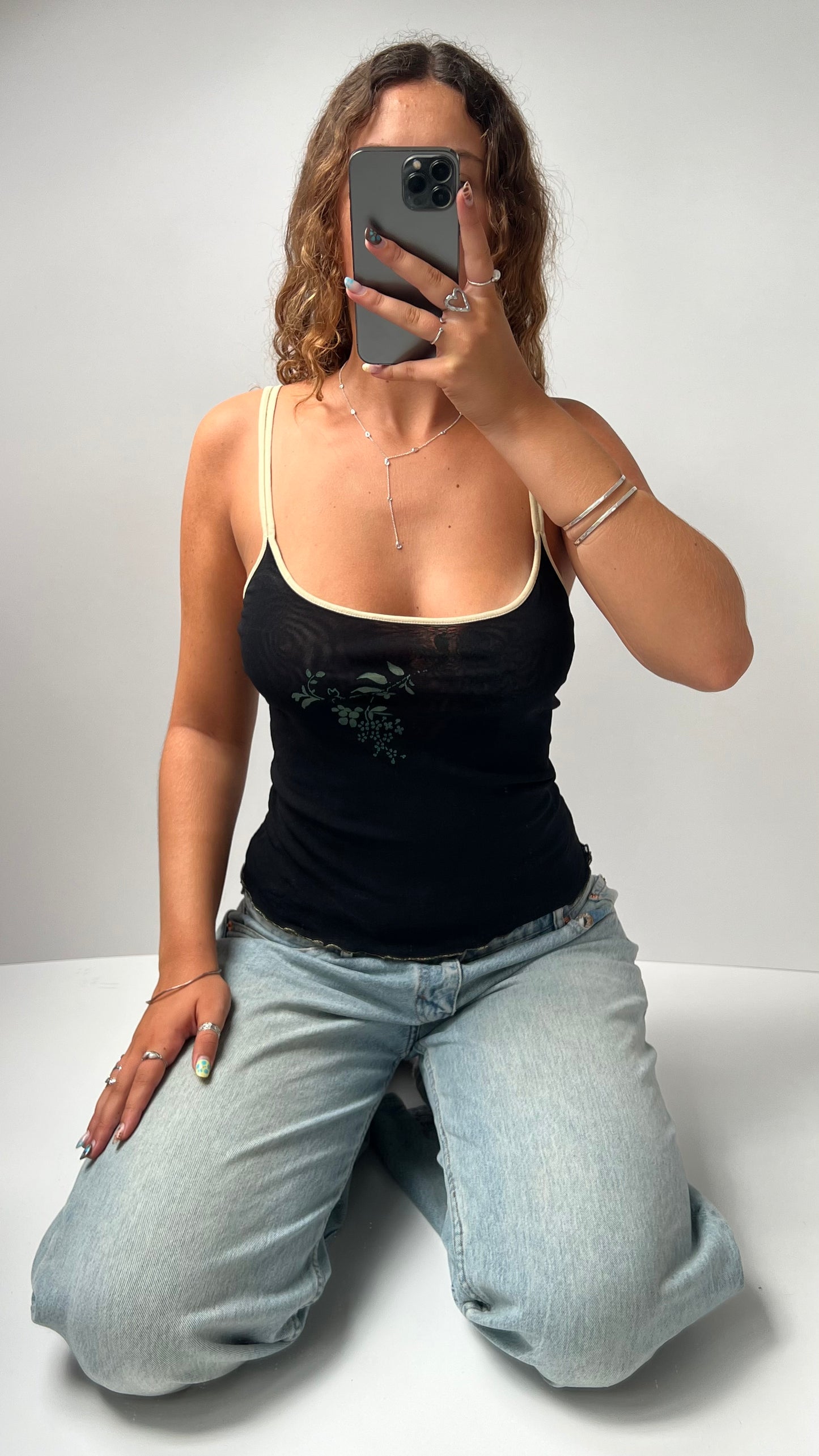 00s black mesh cami- size M