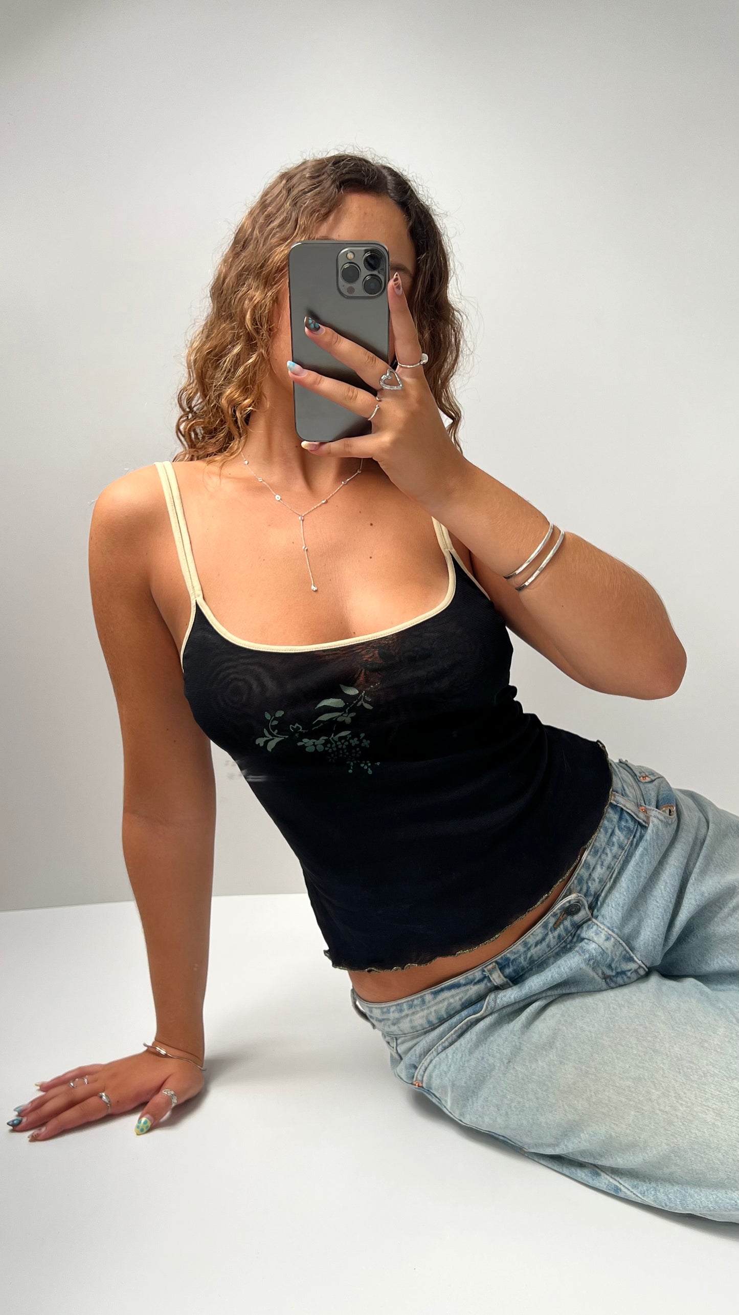 00s black mesh cami- size M