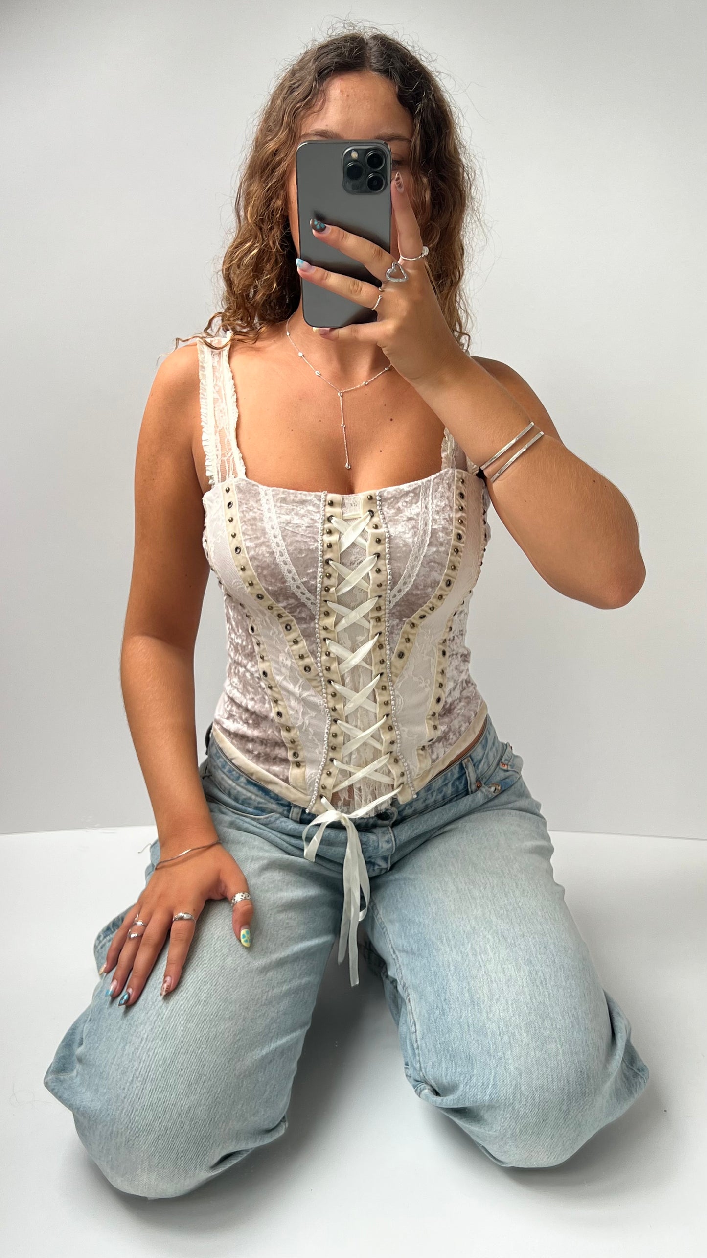 00s velvet lace corset cami- size S