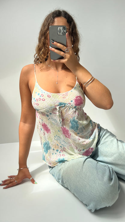 00s cream floral babydoll cami- size S