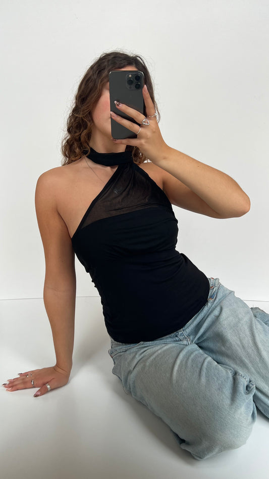 00s black scarf halter cami- size S/M