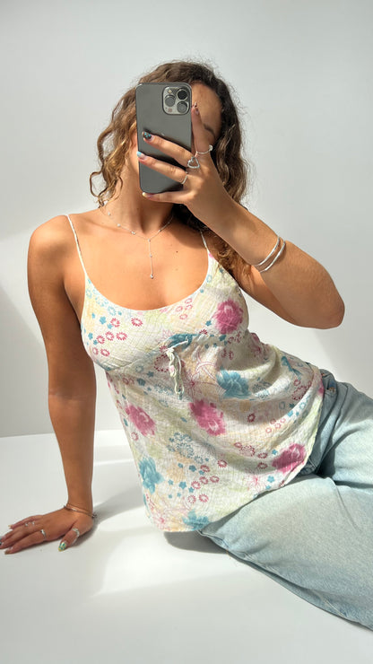 00s cream floral babydoll cami- size S