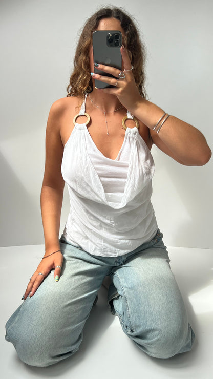 00s white cowl neck cami- size M
