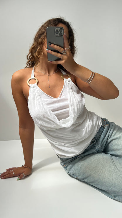 00s white cowl neck cami- size M