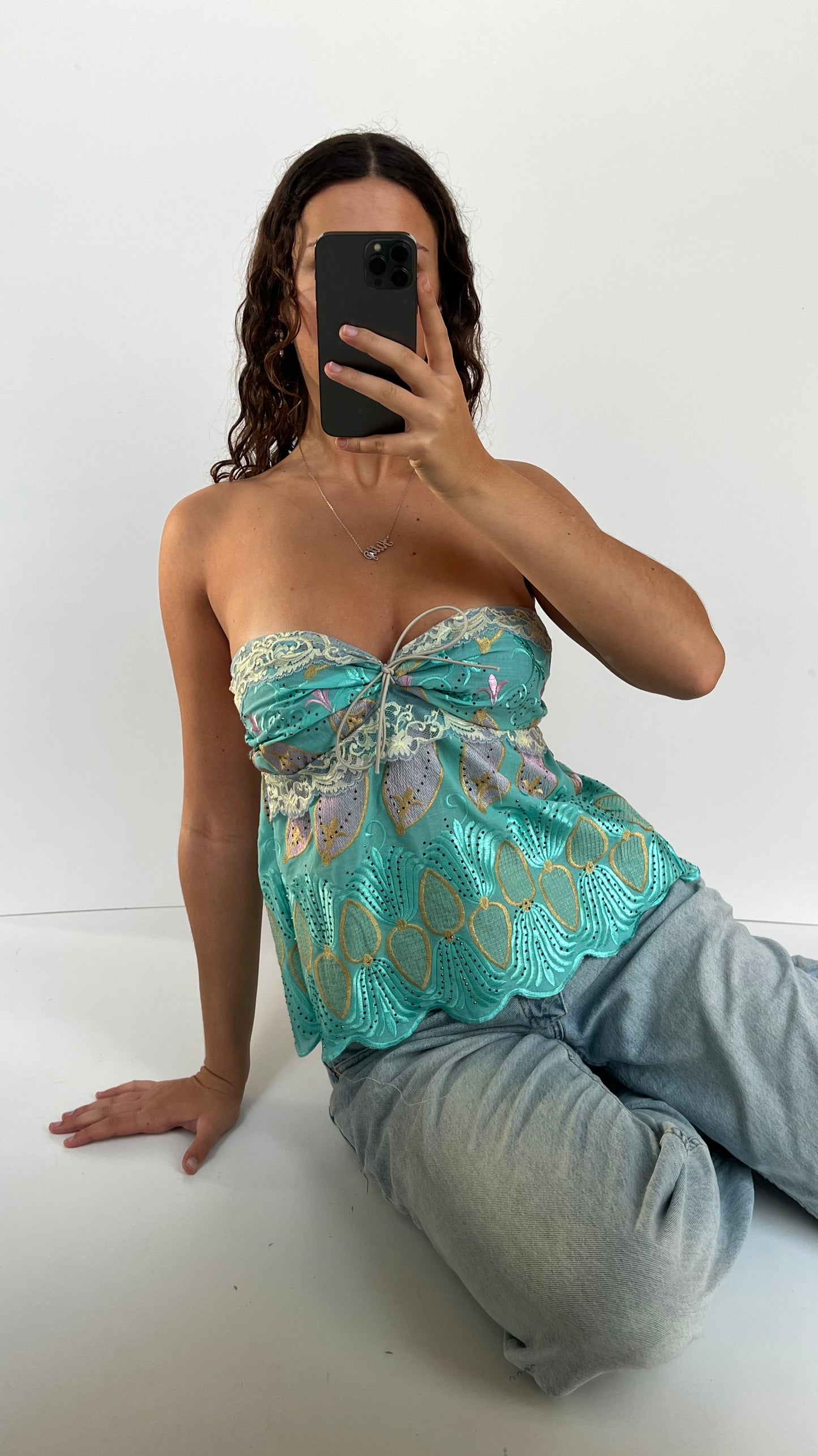 00s blue babydoll cami- size M