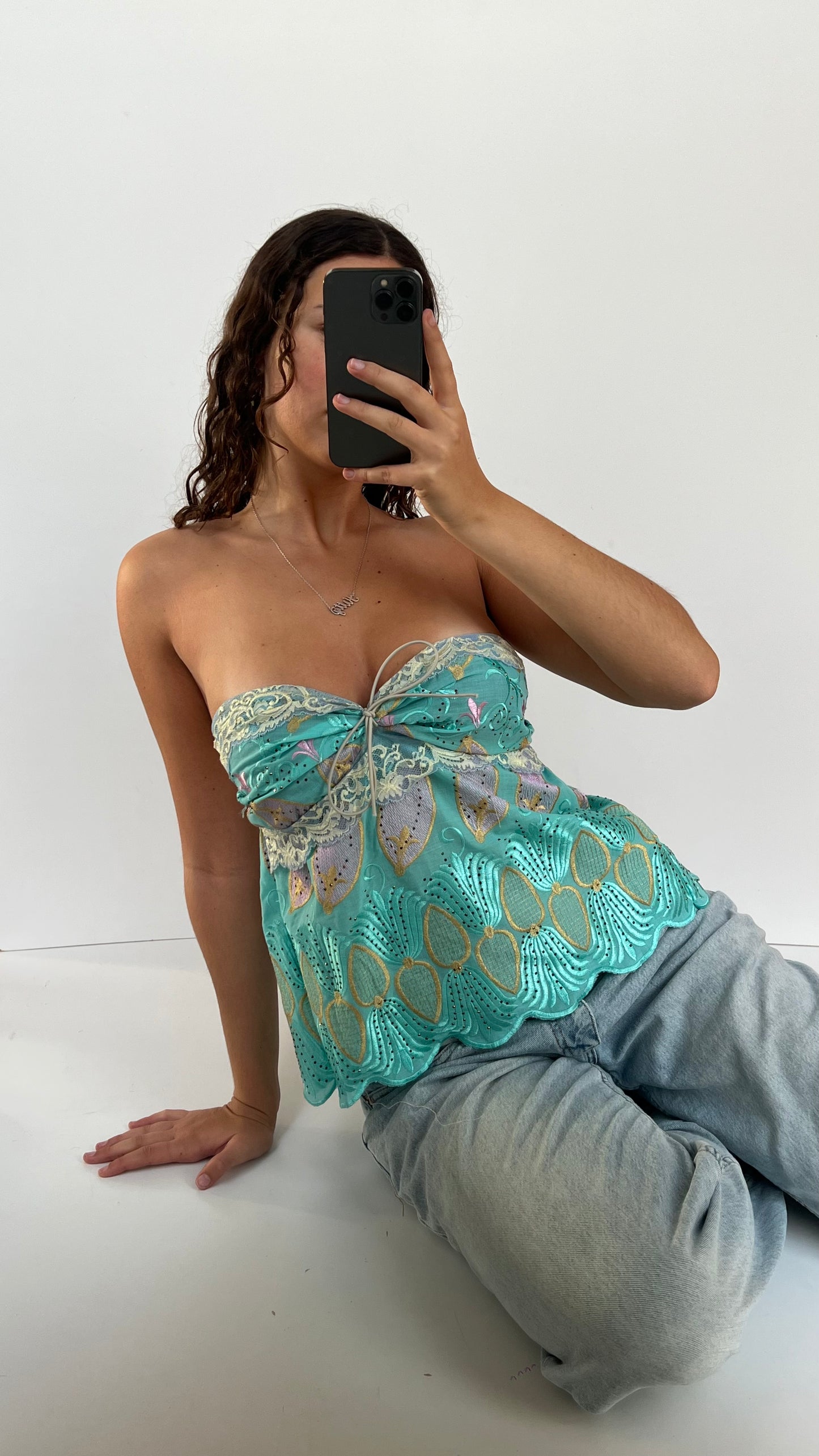 00s blue babydoll cami- size M