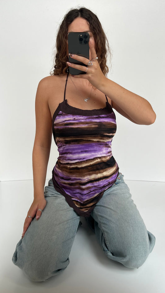 00s purple brown halter cami- size S