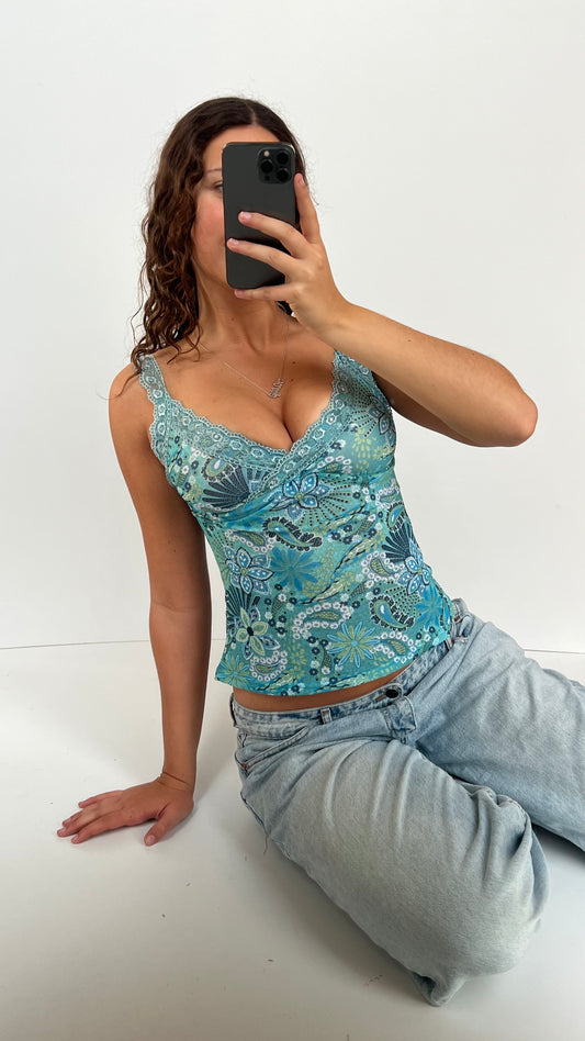00s blue mesh cami- size S