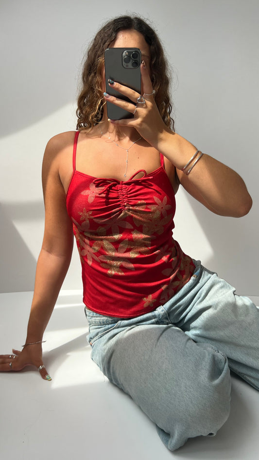 00s red floral cami- size S