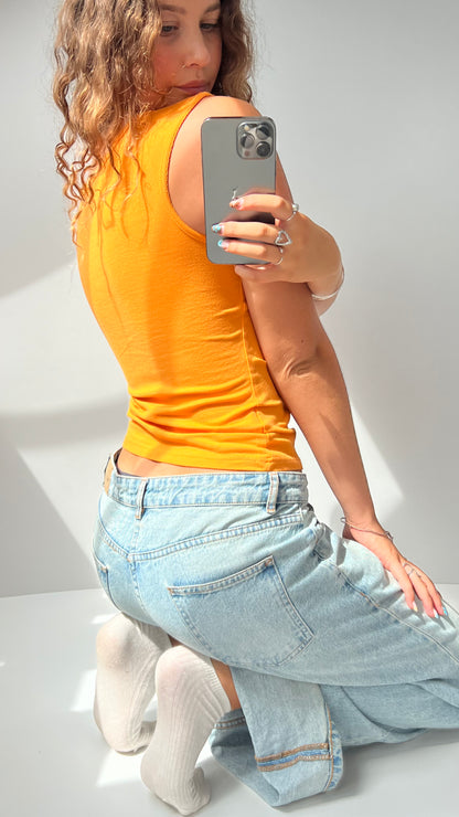 00s orange tank top- size L