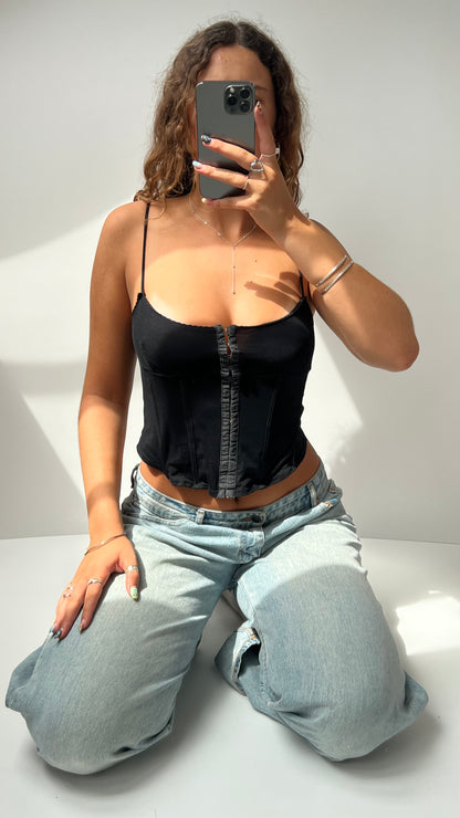 00s black mesh corset cami- size S