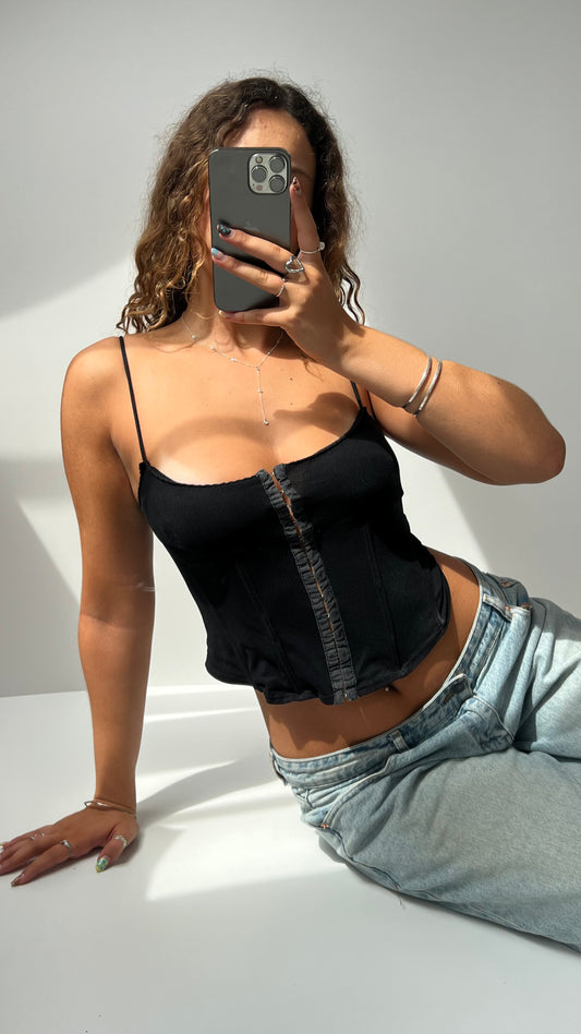 00s black mesh corset cami- size S