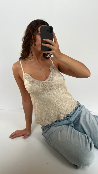 00s cream lace babydoll cami- size M