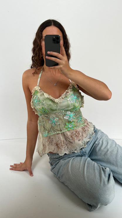 00s green sequin cami- size S
