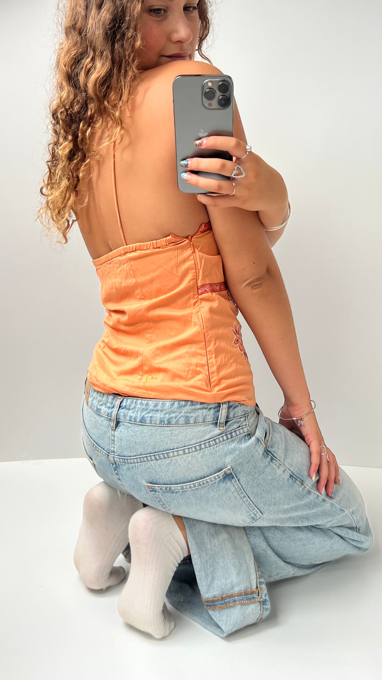 00s orange embroidered cami- size S
