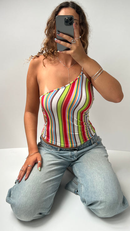 00s striped colourful cut out cami- size S