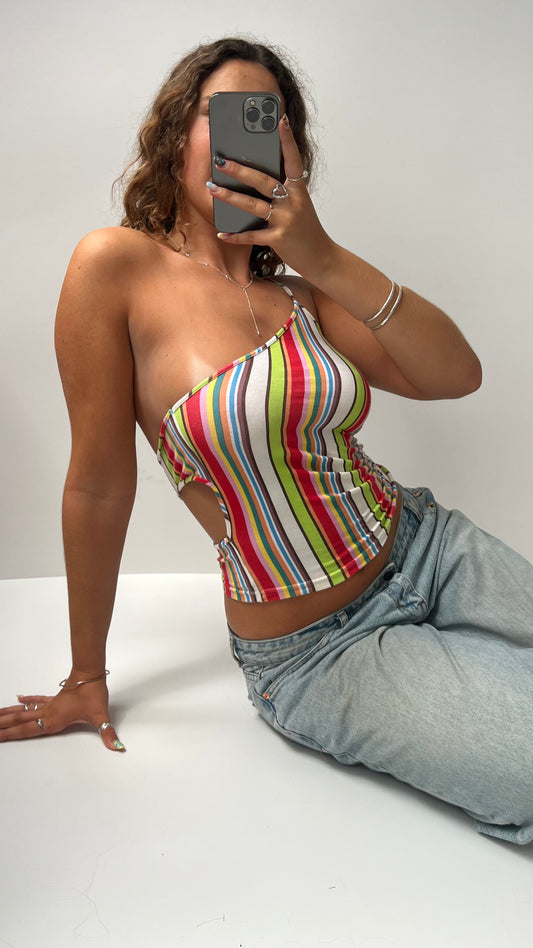 00s striped colourful cut out cami- size S