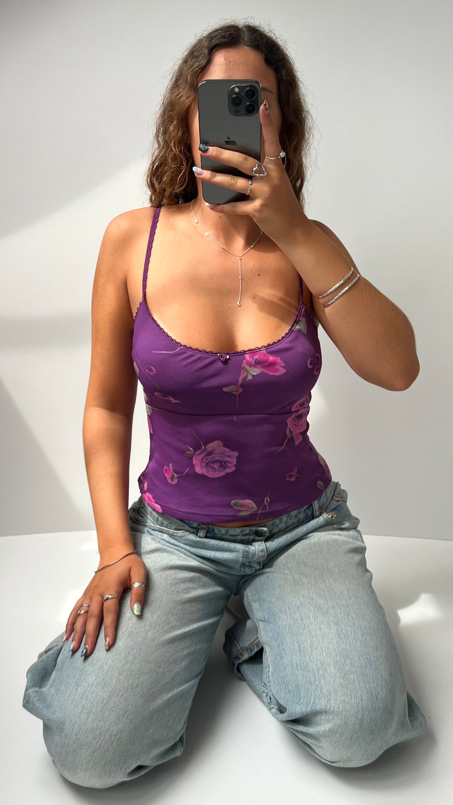 00s mesh purple floral cami- size S