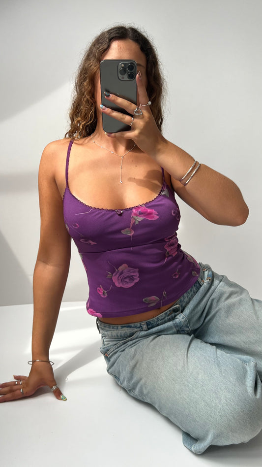 00s mesh purple floral cami- size S