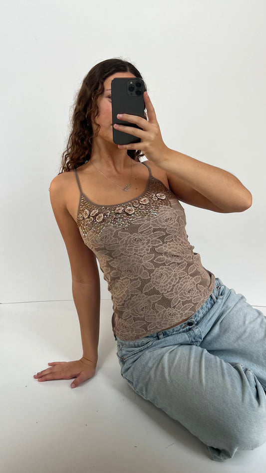 00s brown lace cami- size M
