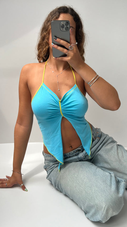 00s blue backless cami- size S