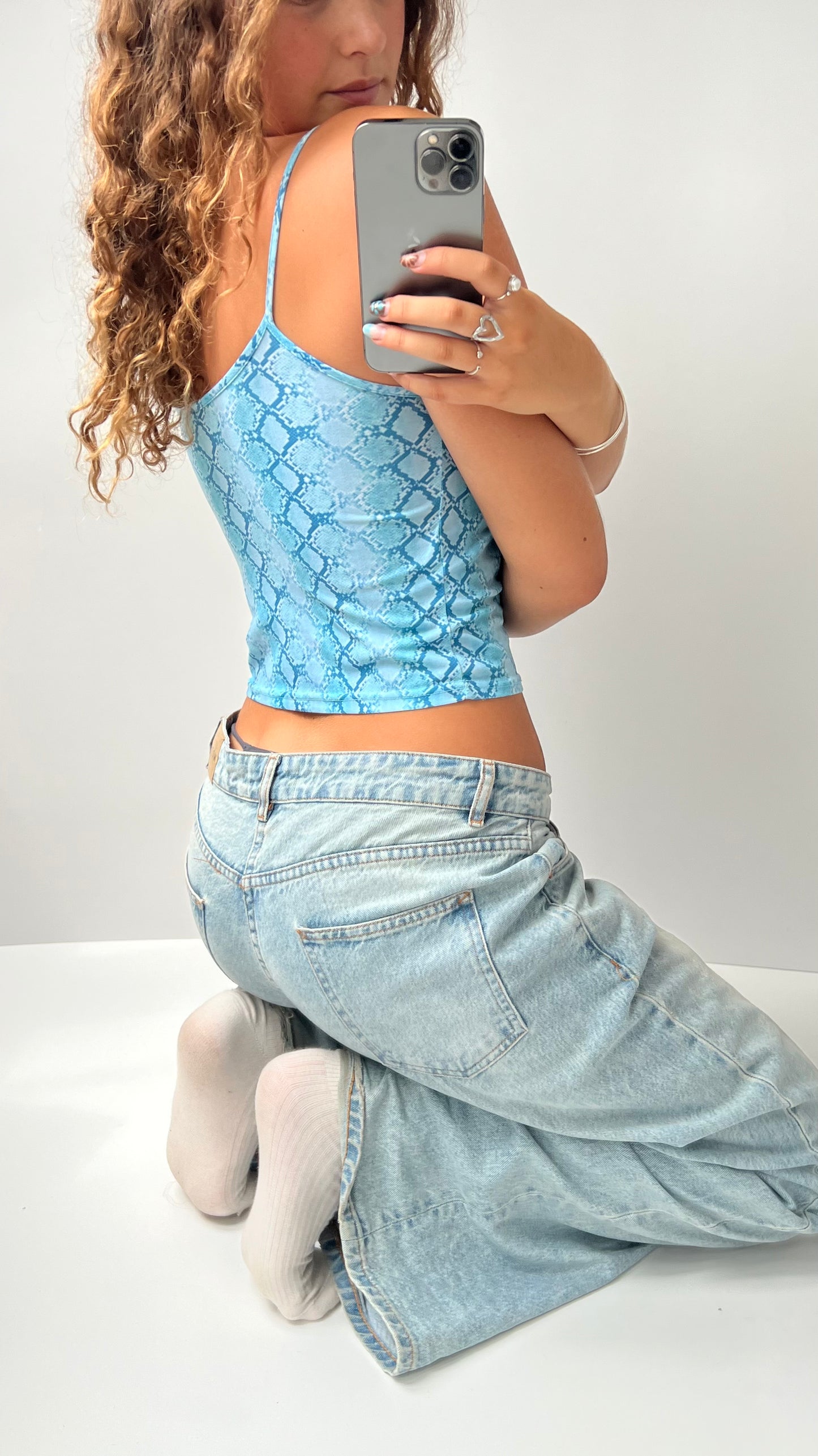 00s blue snakeskin cami- size S
