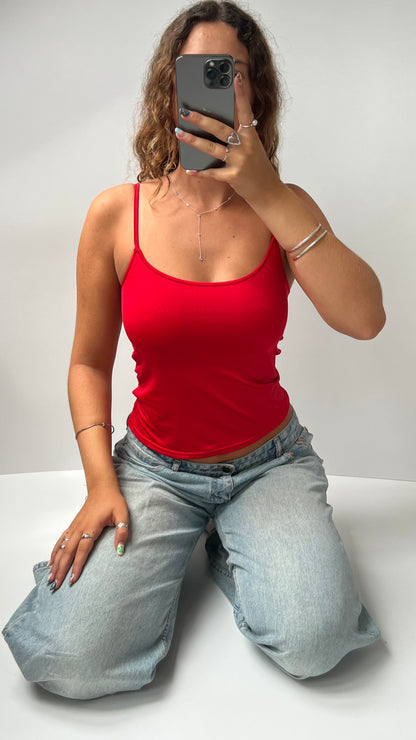 00s red backless cami- size S