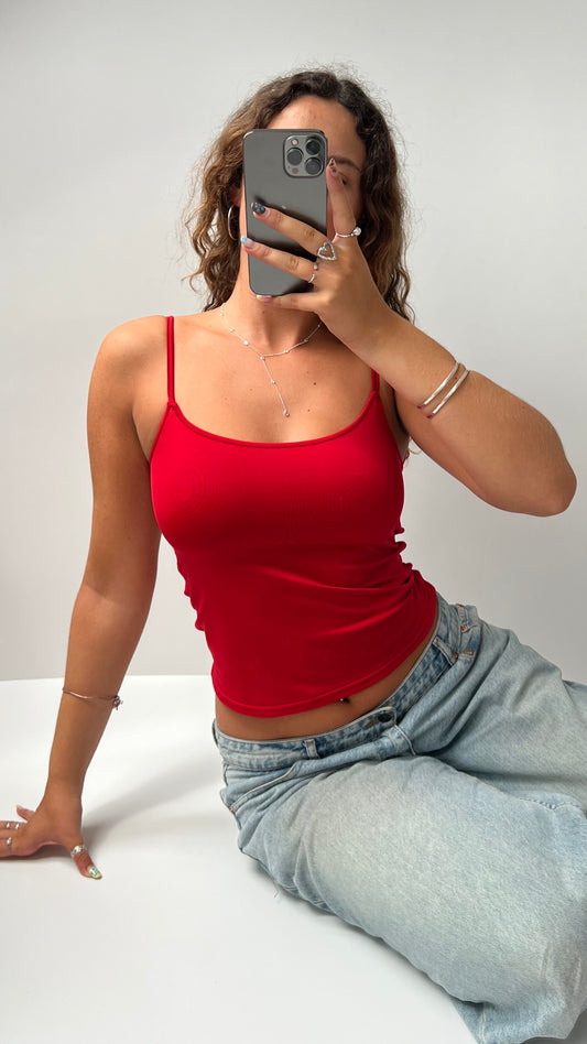 00s red backless cami- size S